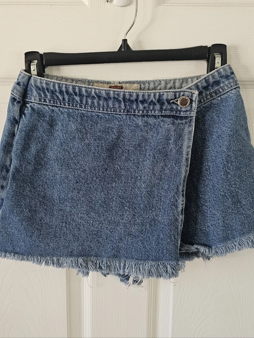 Vintage Route 66 Denim Wrap Skort Size 3/4 EUC 90s Y2K Frayed Hem